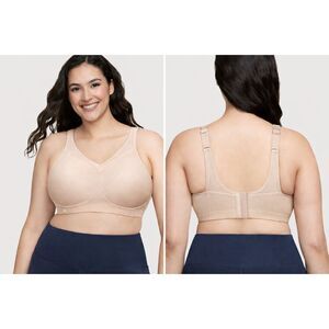 Glamorise Sport Wire-Free Sports Bra 48DD Nude Beige High Impact Adjustable